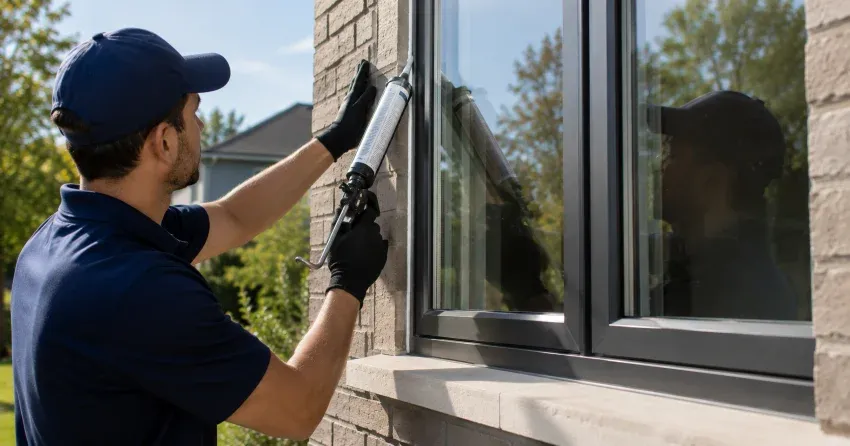 Aluminum window frame with double glazed insulated glass unit installed in a residential wall in Briar Hill, New Tecumseth