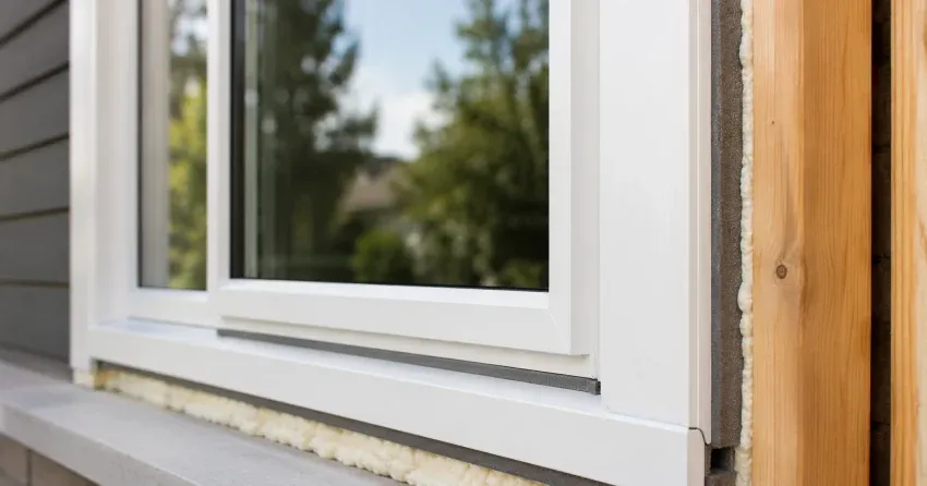 technician installing fiberglass window frame in Randall, New Tecumseth home