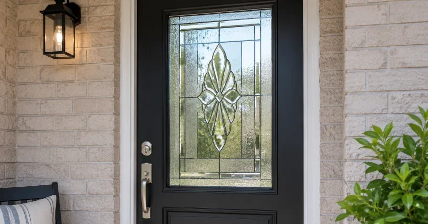 technician replacing a cracked decorative glass panel in New Tecumseth