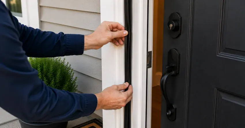 technician performing light test on door seal in Thompsonville, New Tecumseth