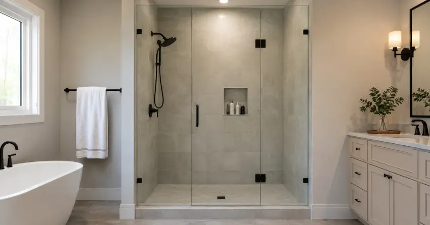new frameless glass shower door installed in New Tecumseth