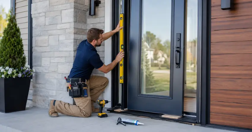 glass outside door installation with energy-efficient double-pane glazing in Rich Hill, New Tecumseth