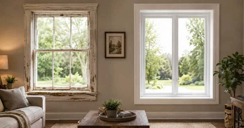 side by side comparison of old and new window in New Tecumseth